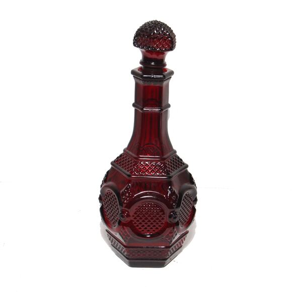Vintage Avon 1876 Cape Cod Collection Ruby Red Glass Decanter EMPTY - Picture 2 of 5